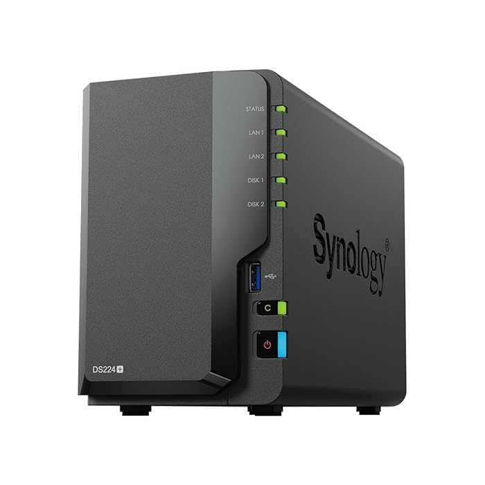 Synology DiskStation DS224+ / 2-Bay Desktop Enclosure, Nas, Lan, USB, Sata.